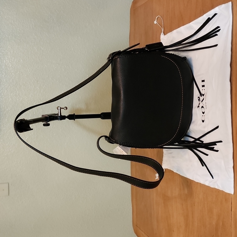 Coach 1941 Black Pebble Whipstitch Saddle 23 Crossbody